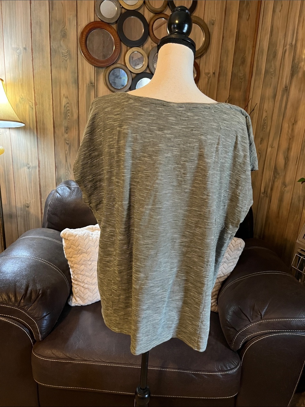 J. Jill Olive Green Scoop Neck Short Sleeve Top Cotton Casual Relaxed - Picture 4 of 8